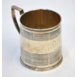 A George III silver christening mug with reeded banding, Henry Nutting or Hannah Northcote, London