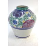 Carter, Stable & Adams red earthenware vase decorated by Ann Hatchard with stylised flowers on a