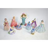 A collection of small Royal Doulton figurines:  Cerise, HN1607;  Rose, HN1368, c. 1936;  Sweet Anne,