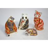 Four Royal Crown Derby Imari decorated paperweights, all gold soppers:  Seated Bear, 1995;  Panda,