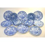 James Wallace & Co of Newcastle - Twelve blue transfer printed 'Rural Scenery' pattern plates, 25 cm