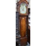 A 19th century mahogany longcase clock, the 8-day movement with unsigned painted arched dial