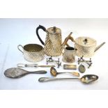 A Victorian electroplated Regency-style four-piece tea/coffee service and writhen and fluted