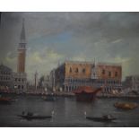 After Canaletto - The Doge's Palace, Venice, oil on canvas, indistinctly signed lower right, 49 x 59