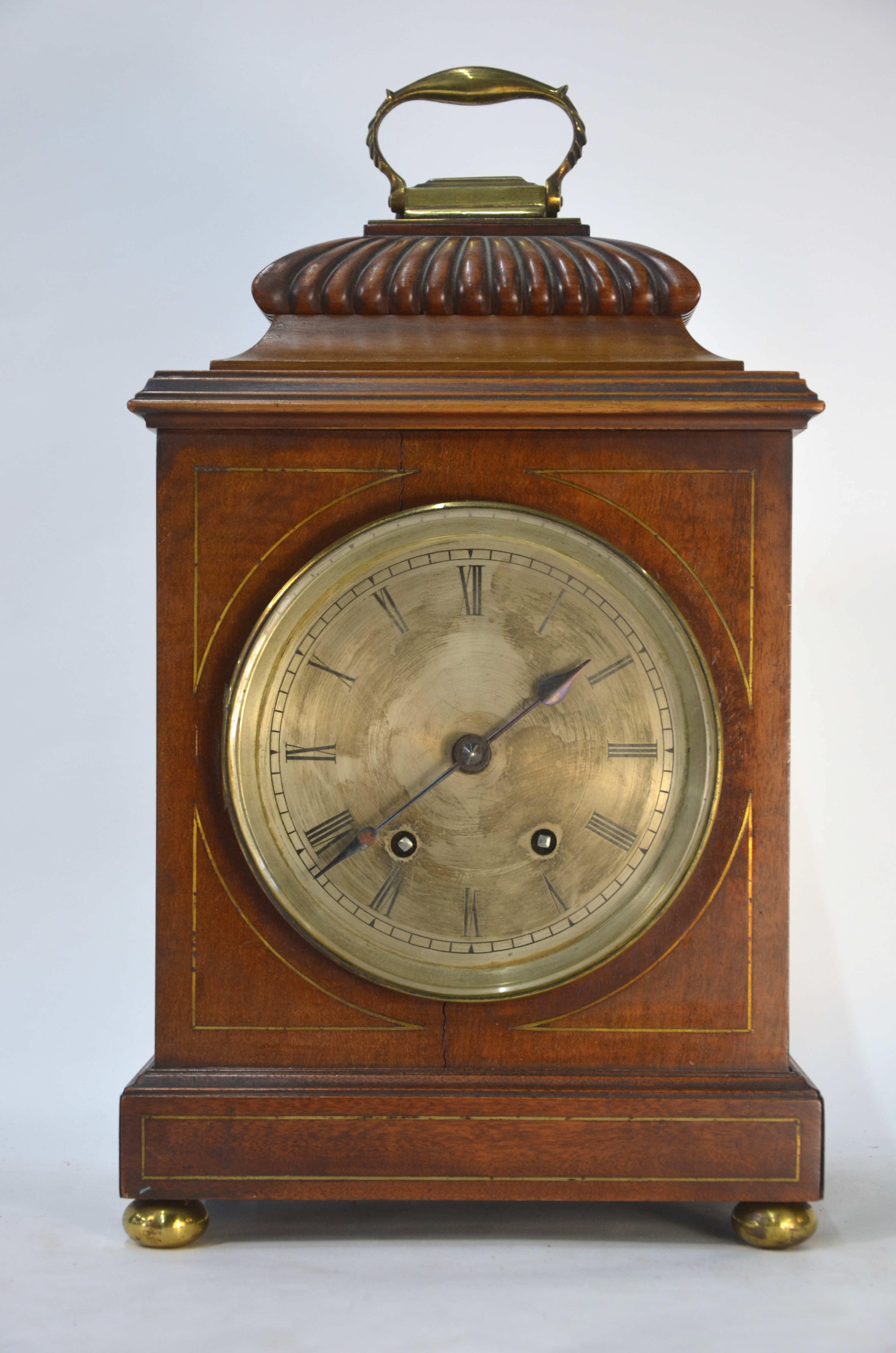 A Victorian walnut cased mantel clock, the 8-day French two train movement striking the hours on a - Image 3 of 7