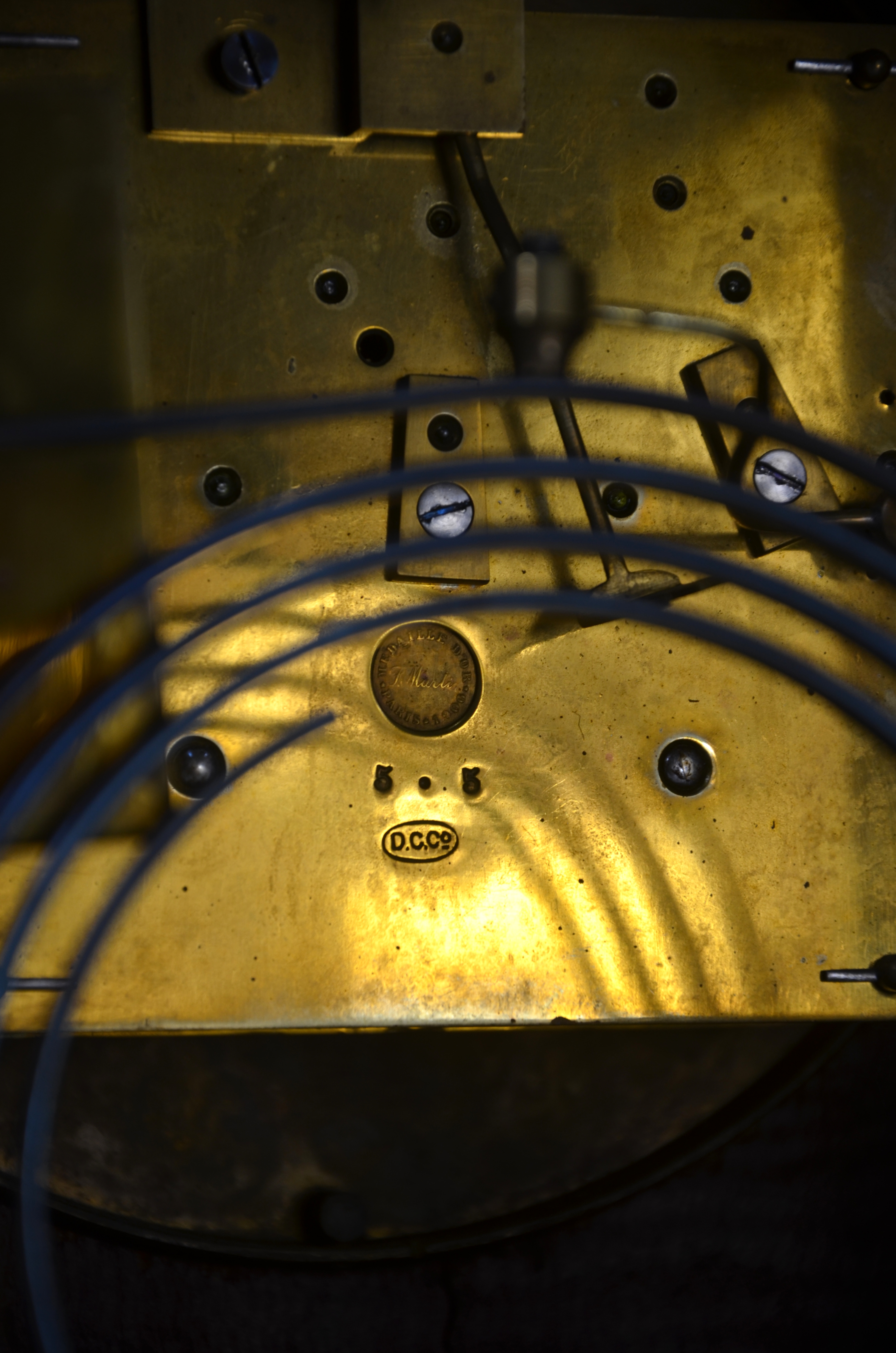 A Victorian walnut cased mantel clock, the 8-day French two train movement striking the hours on a - Image 5 of 7