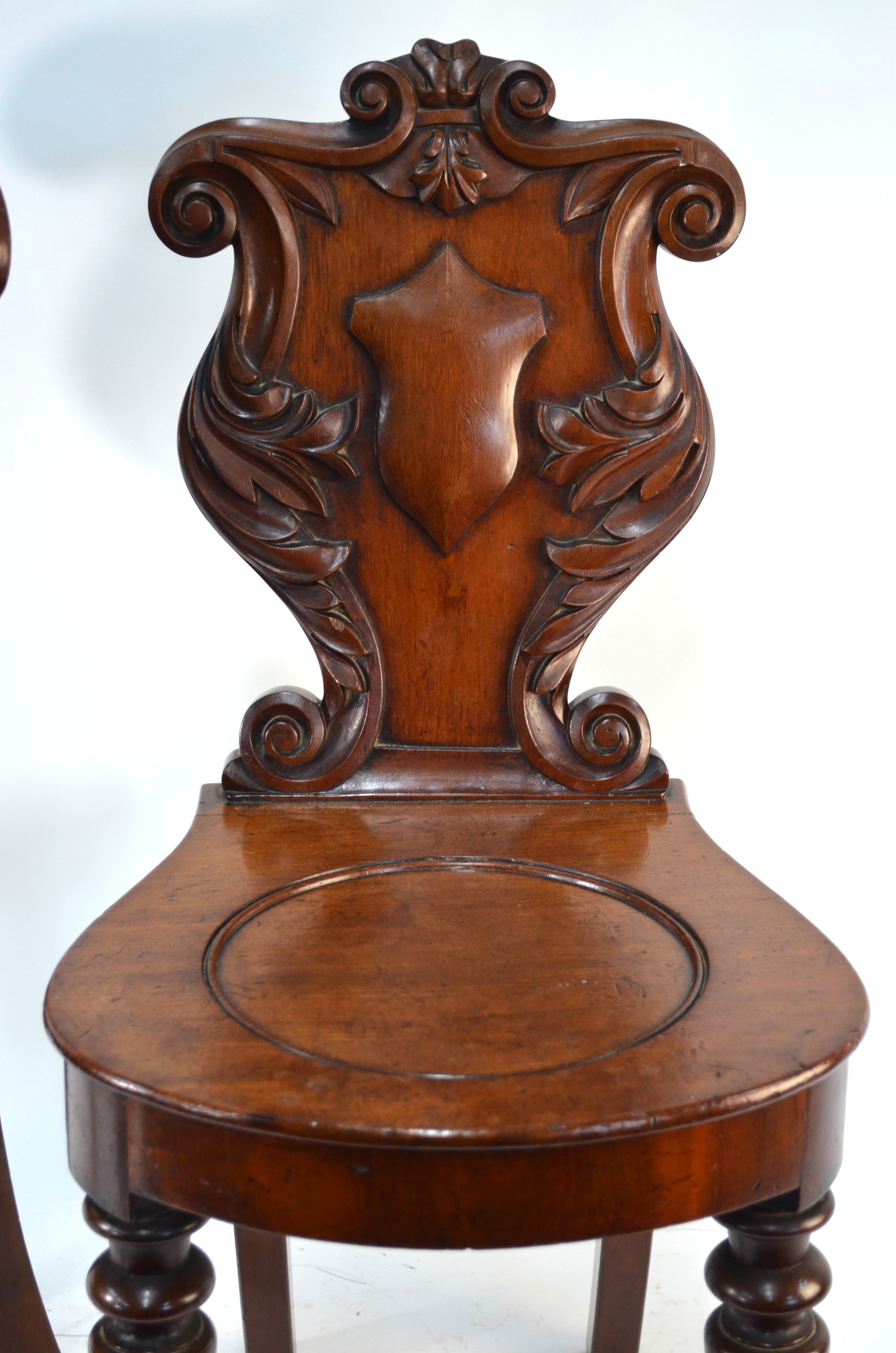 A pair of William IV mahogany moulded shield back hall chairs (2)No castors No evidence of worm, - Image 6 of 6