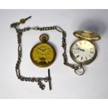 A Waltham silver hunter pocket watch, the key wind movement No.2659059, the engine turned case