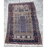 [526] Afghan Baluch 'Seh Mihrab' prayer rug, circa 1920 139 x 83 cm