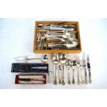 An extensive part-set of electroplated Kings Pattern flatware, to/w a matching cake slice and cheese