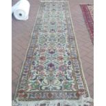 Persian Tabriz signed runner, 342 x 84 cm