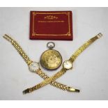 A lady's 9ct gold Rotary wristwatch with gatelink bracelet strap, 15.6 g gross with guarantee, to/