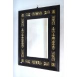 A 19th century Italian bone inlaid ebonized walnut mirror with bevelled plate, 86 x 64 cmThe