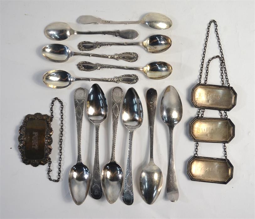 A set of six George III silver bright-cut teaspoons, John Pritchard, London 1794, to/w a set of - Image 2 of 2