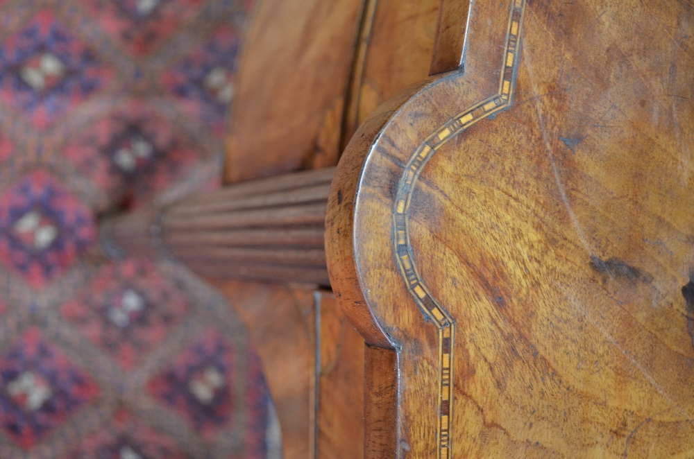 A George III satinwood inlaid mahogany bowfront sideboard with six drawers, raised on six turned and - Image 4 of 7