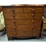 A Victorian mahogany chest of two short over four long graduated drawers, with all-round cock-beaded