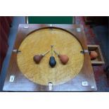 An early 20th century continental blow football/games table, the double sided baize lined top