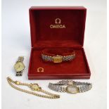 A lady's 14ct Tissot wristwatch on rolled gold bracelet, to/w a boxed Omega DeVille stainless