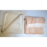 A super-king quilted reversible pale coffee/ivory satin effect bed-cover, a super-king wool