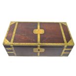 A Regency brass bound mahogany campaign writing box with brass owners plate engraved Henry Lees, the