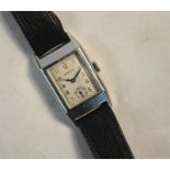 A Rolex 'Doctor's' pattern white metal wristwatch with 15-ruby movement, later leather strap,