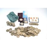 A quantity of pre-decimal coinage, including commemorative crowns and a large collection of George