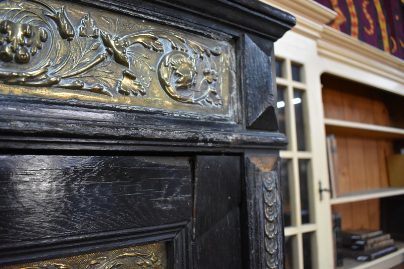 A late 17th/18th century and later jointed cabinet mounted with classical Bacchanalian style brass - Image 6 of 11