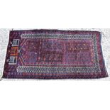 A fine old Afghan Baluch Taimani prayer rug, circa 1920, 145 cm x 80 cm [382]