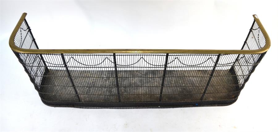 A Victorian brass and wire nursery spark guard, 107 x 26 x 41 cm high - Image 2 of 2