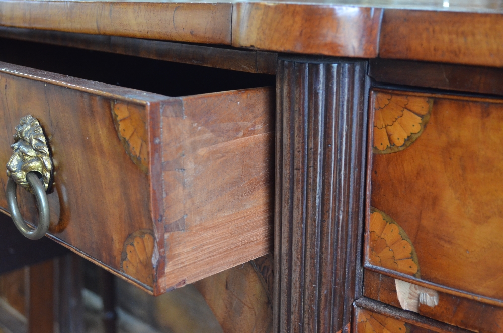 A George III satinwood inlaid mahogany bowfront sideboard with six drawers, raised on six turned and - Image 7 of 7