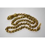 A Victorian yellow gold cable chain with serpent head terminal, and green stone-set eyes, 11.8g400mm