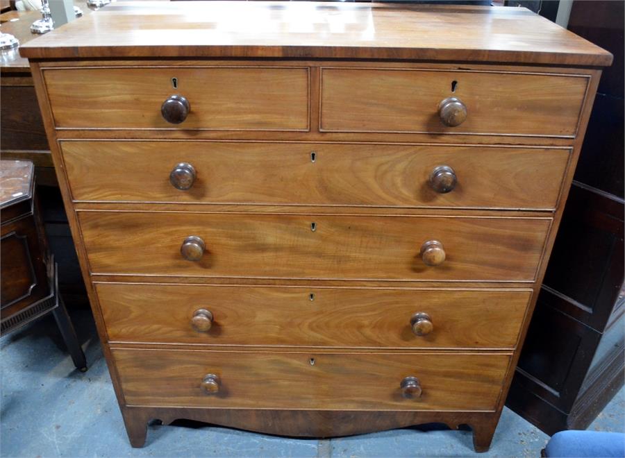 A Victorian mahogany chest of two short over four long graduated drawers, with all-round cock-beaded - Image 3 of 4