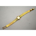 A lady's 9ct gold Rotary wristwatch with textured bracelet strap, 19 g gross weight