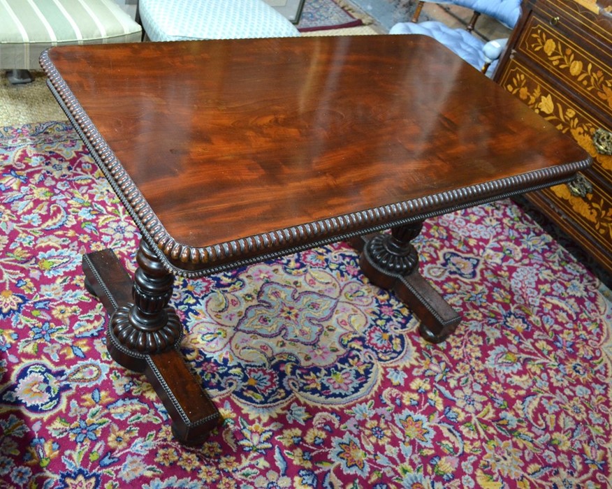 AMENDMENT - MAHOGANY A Victorian rosewood centre table, the well figured rectangular top with bead- - Image 2 of 3