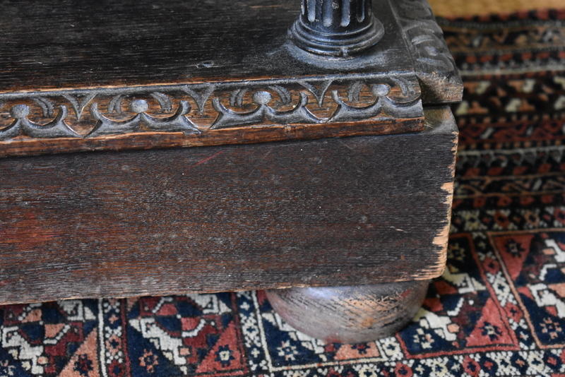 An antique carved oak chest on stand in the 17th century style, having four long irregular drawers - Image 13 of 14