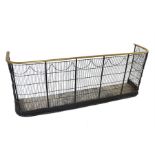 A Victorian brass and wire nursery spark guard, 107 x 26 x 41 cm high