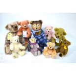 Nine various teddy bears (eight mohair), including examples by Pam Howells, Vanessa Whitehead,