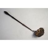 A George II silver punch ladle, the ogee bowl later chased and embossed with birds, flowers and