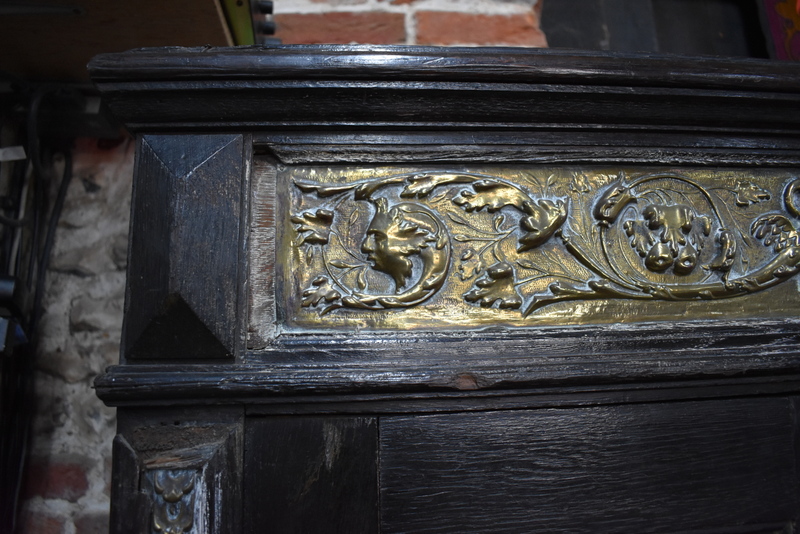A late 17th/18th century and later jointed cabinet mounted with classical Bacchanalian style brass - Image 5 of 11