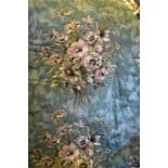 A pair of vintage single bed quilts, mottled sea green/eau de nil ground with quilted floral