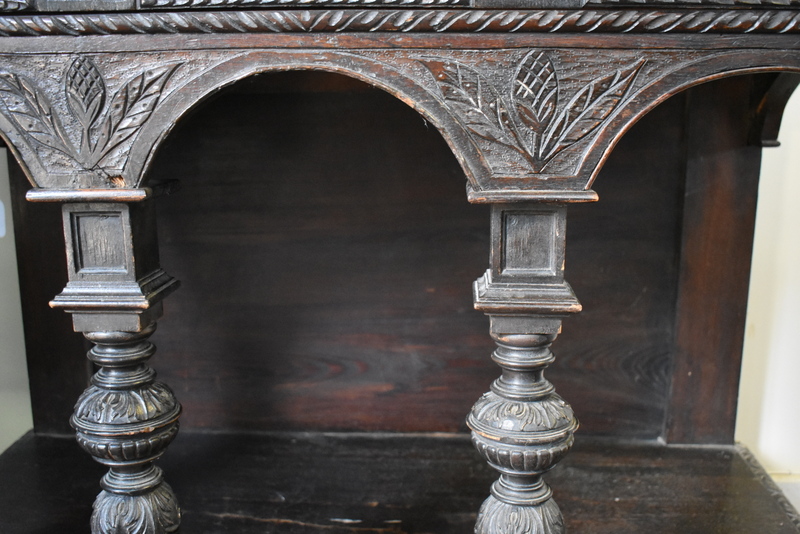 An antique carved oak chest on stand in the 17th century style, having four long irregular drawers - Image 14 of 14