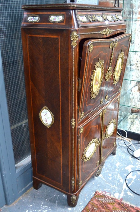 A late 18th/19th century continental ormolu and multiple porcelain plaque mounted, tulipwood and - Image 4 of 5