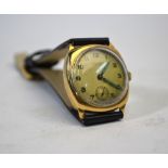 A vintage J. W. Benson 9ct gold gentleman's wristwatch with 15-jewel Swiss movement, London 1953