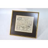 A 19th century map engraving of Dorset by Eman Bowen, 19 x 20 cm