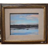 Douglas Anderson (b 1934) -  'Ballynahinch Lake and Old Castle',  oil on board, signed lower left,