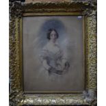 Jules Nogues (1809-?) - Portrait of a lady, by repute Lady Harris, mixed media, signed and dated