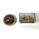 A Victorian Pratt Ware rectangular pot and lid decorated with 'Milking the Cow' pattern, 5.7 x 9