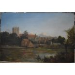 Niemann - Christchurch from the River Avon, oil on canvas, signed lower left and dated 1897, 50 x 76