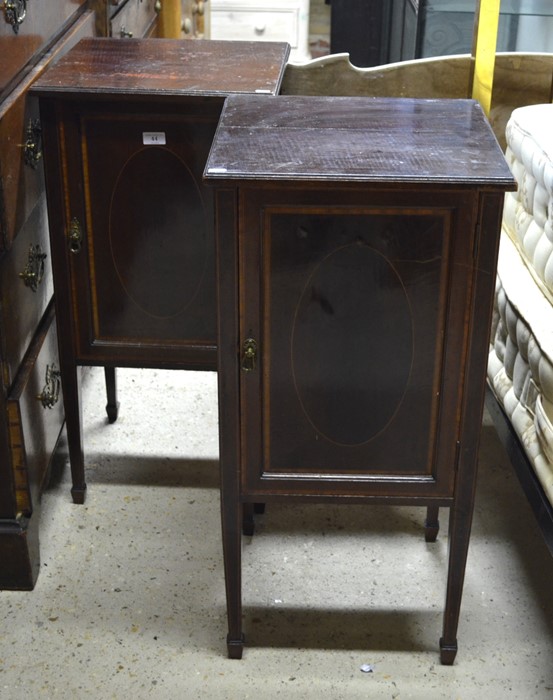 A pair of Edwardian walnut pot cupboards (2)