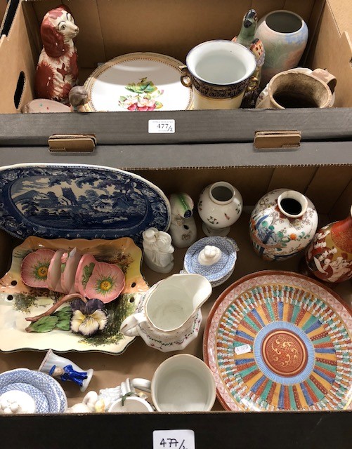 Two boxes of European and Asian china and porcelain (2)